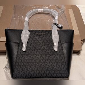 Michael Kors Black and Gray Signature Charlotte Tote. NWT